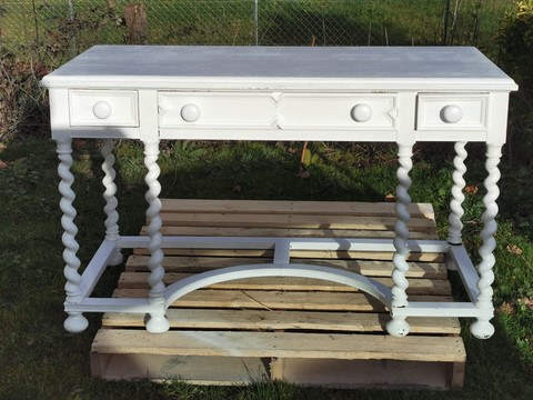 Aérogommage d'un bureau Louis XIII